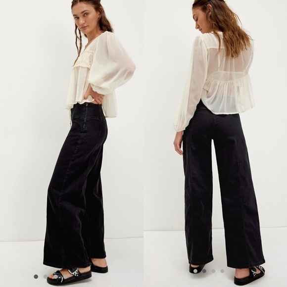 Free People Super Sweeper Wide Leg Pants in Black Size M - Picture 13 of 13